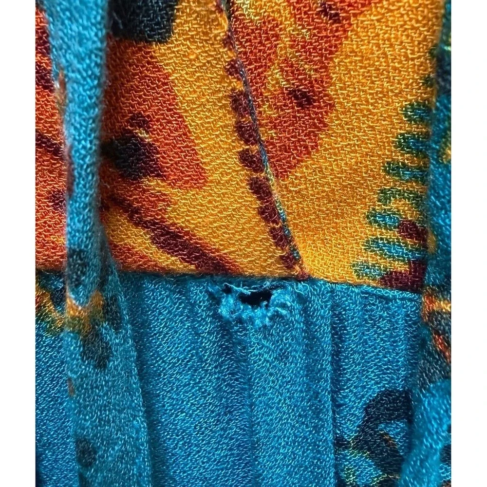 Free People If You Only Knew Blue Paisley Floral Boho‎ V-Neck Midi Dress Small